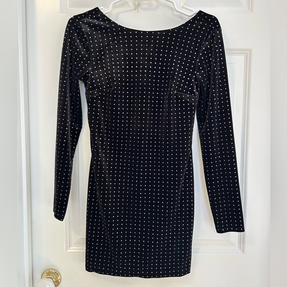 Express Dresses Express Open Back Glitter Velvet Bodycon Mini Dress